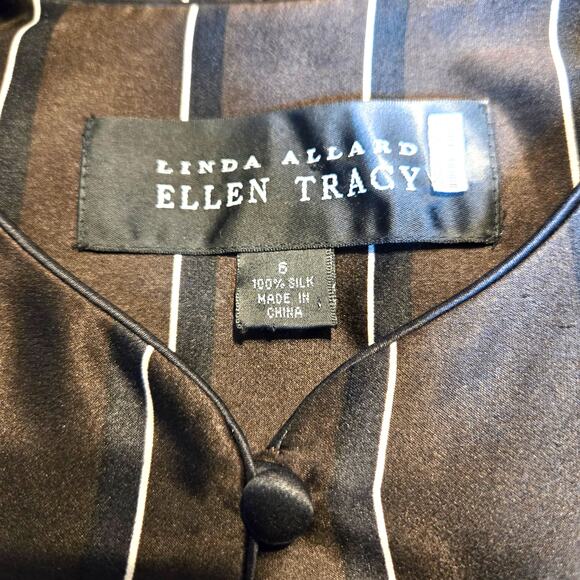 Ellen Tracy 6 Silk Black Women's Top Shirt Blouse Long Sleeves Misses Small S - Picture 3 of 5